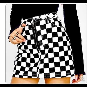 Signature 8 Checkered Denim Skirt